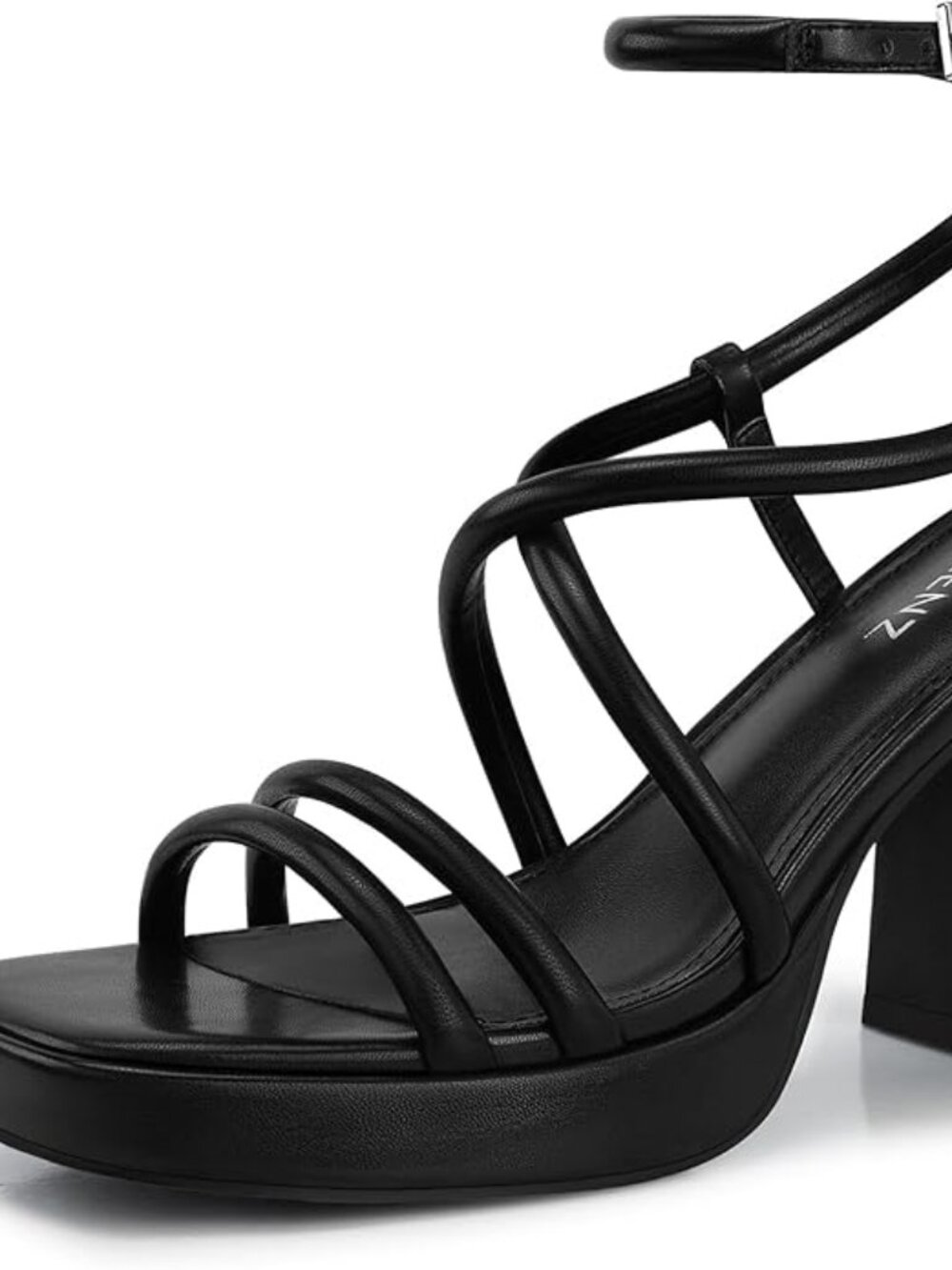 omen Chunky Platform Heels: 3.9 Inch High Heel Prom, Wedding, Party, Square Open